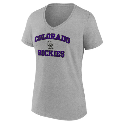 Colorado Rockies Women's Heart and Soul V-Neck T-Shirt - Gray