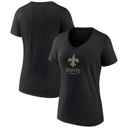 New Orleans Saints Women's Logo Team Lockup V-Neck T-Shirt - Black online
