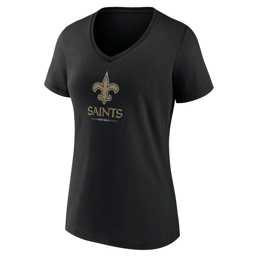 New Orleans Saints Women's Logo Team Lockup V-Neck T-Shirt - Black online