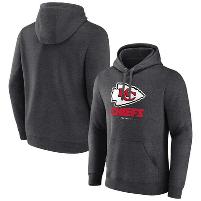 Kansas City Chiefs Logo Team Lockup Fitted Pullover Hoodie - Charcoal cheap