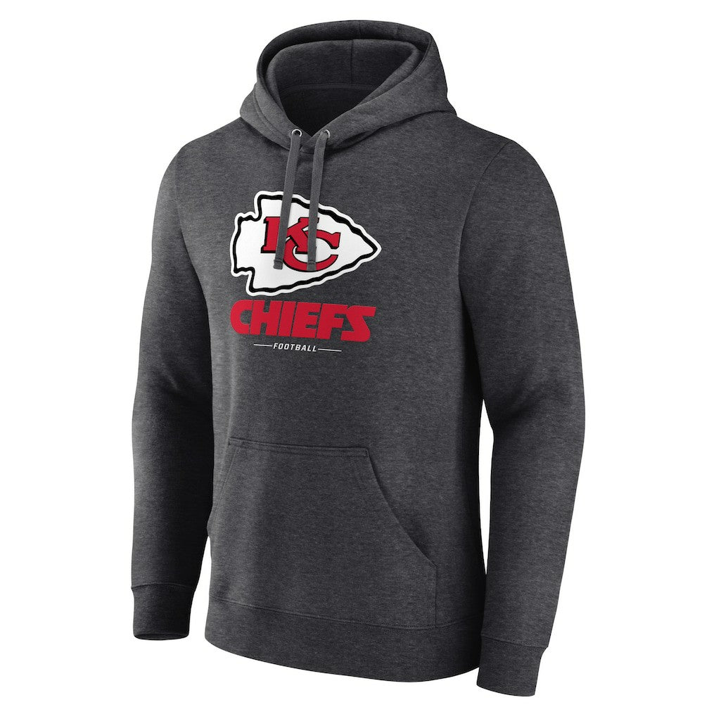 Kansas City Chiefs Logo Team Lockup Fitted Pullover Hoodie - Charcoal cheap