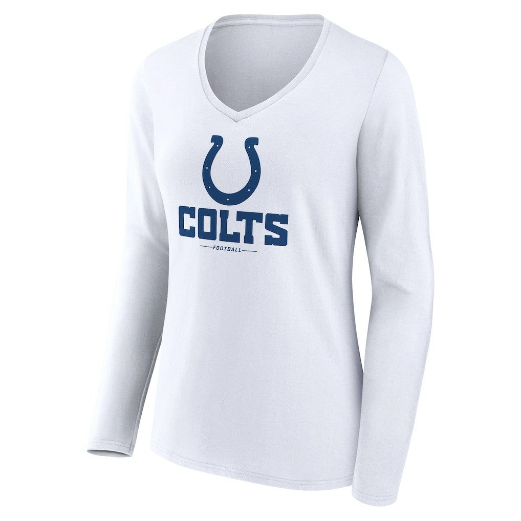 Indianapolis Colts Women's Logo Team Lockup Long Sleeve V-Neck T-Shirt - White sale