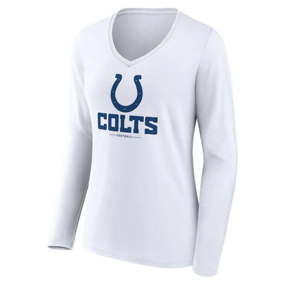 Indianapolis Colts Women's Logo Team Lockup Long Sleeve V-Neck T-Shirt - White sale