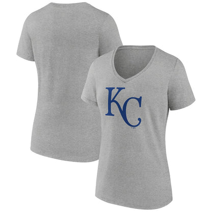 Kansas City Royals Women's Official Logo V-Neck T-Shirt - Gray