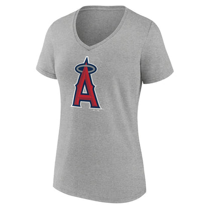Los Angeles Angels Women's Official Logo V-Neck T-Shirt - Gray