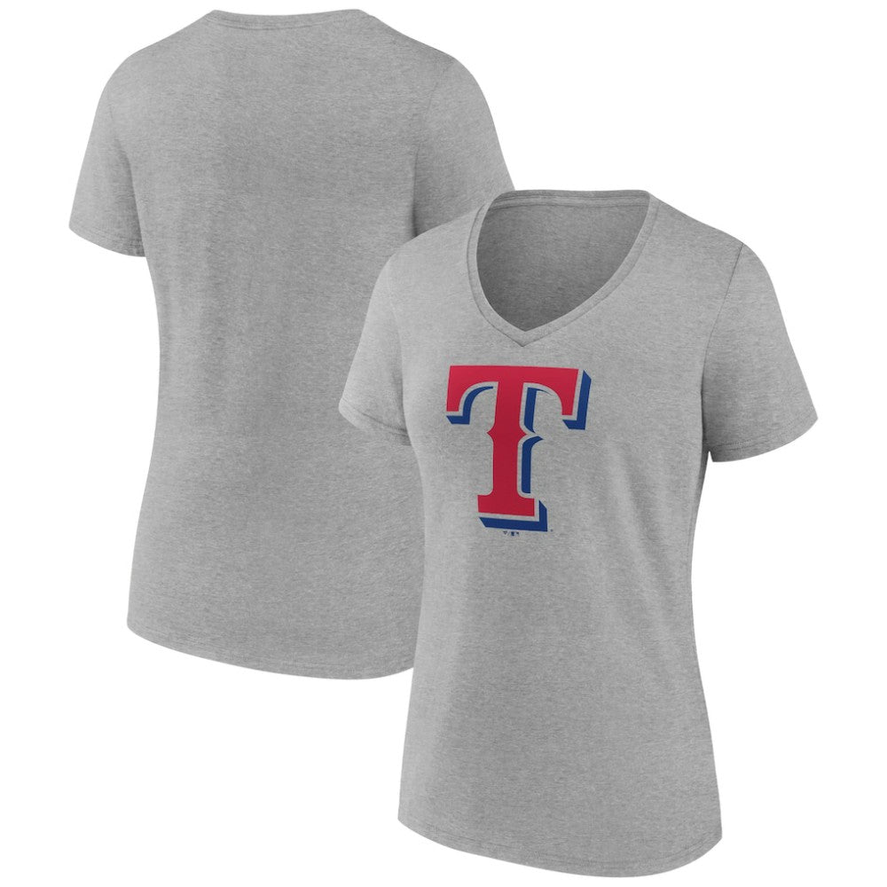 Texas Rangers Women's Official Logo V-Neck T-Shirt - Gray