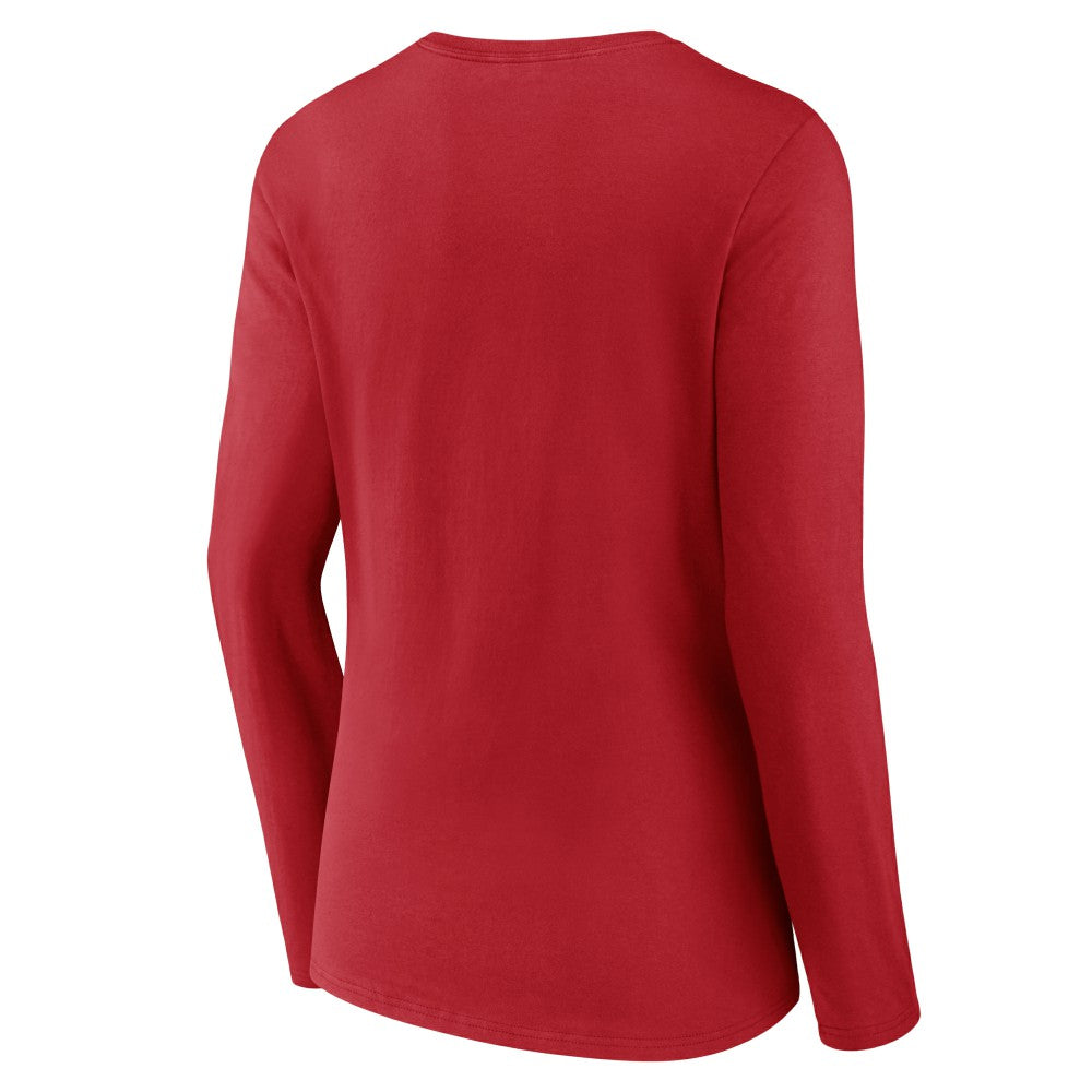 Cincinnati Reds Women's Victory Script Long Sleeve V-Neck T-Shirt - Red