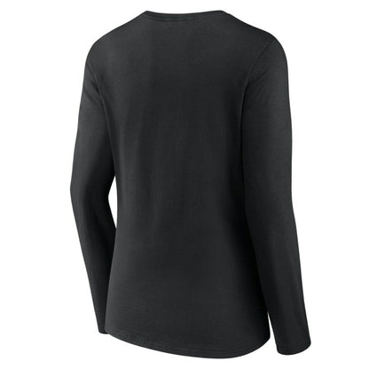 Miami Marlins Women's Victory Script Long Sleeve V-Neck T-Shirt - Black