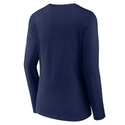 Cleveland Guardians Women's Live For It Long Sleeve Long Sleeve V-Neck T-Shirt - Navy