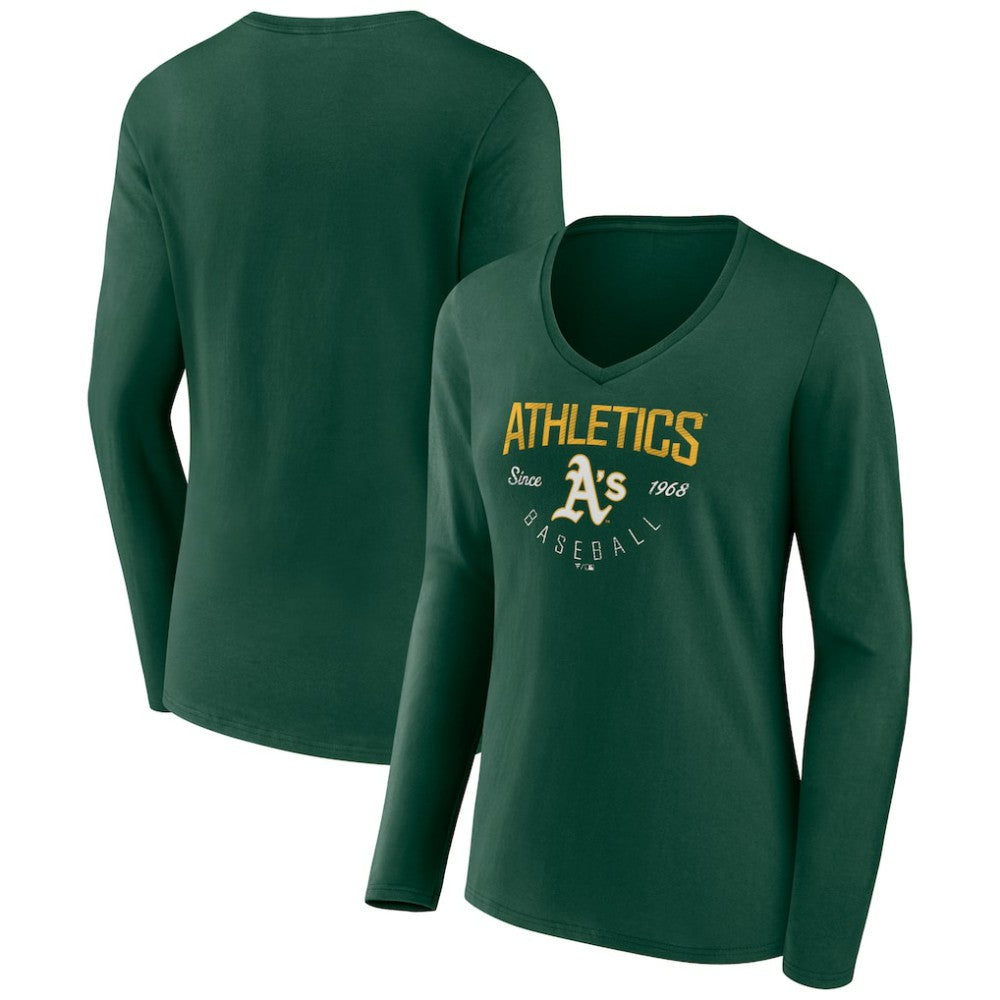 Athletics Women's Live For It Long Sleeve Long Sleeve V-Neck T-Shirt - Green