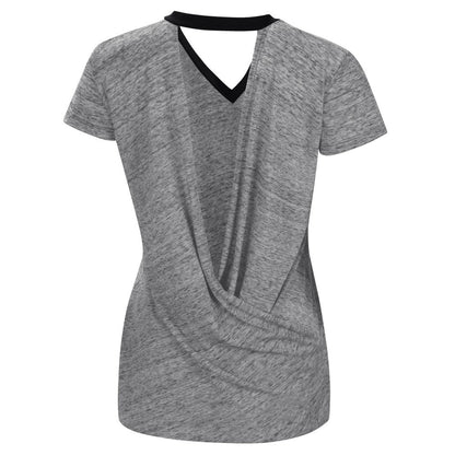 Miami Marlins Touch Women's Halftime Back Wrap Top V-Neck T-Shirt - Black