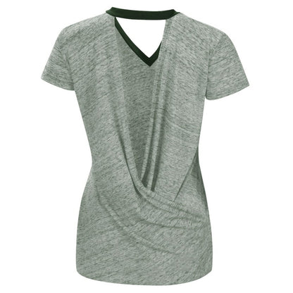 Athletics Touch Women's Halftime Back Wrap Top V-Neck T-Shirt - Green