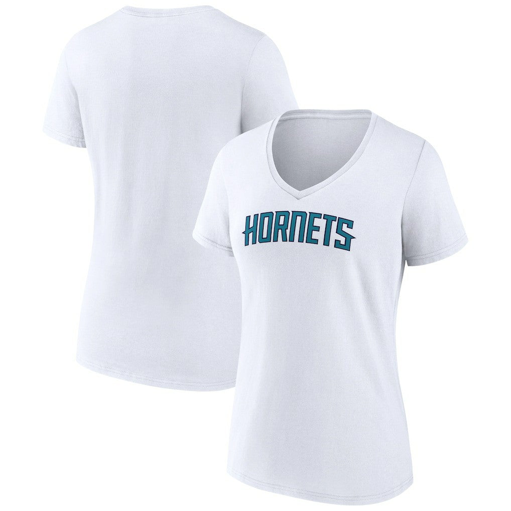 Charlotte Hornets Women's Wordmark V-Neck T-Shirt - White cheap
