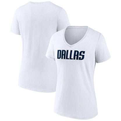 Dallas Mavericks Women's Wordmark V-Neck T-Shirt sale - White cheap