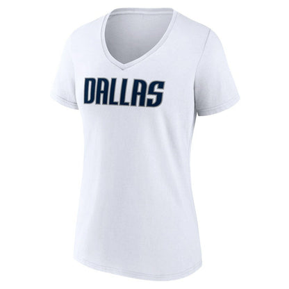 Dallas Mavericks Women's Wordmark V-Neck T-Shirt sale - White cheap