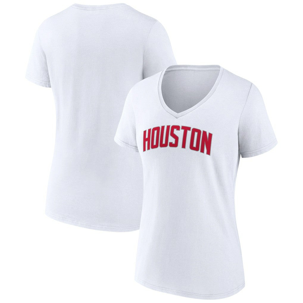 Houston Rockets Women's Wordmark V-Neck T-Shirt - White cheap
