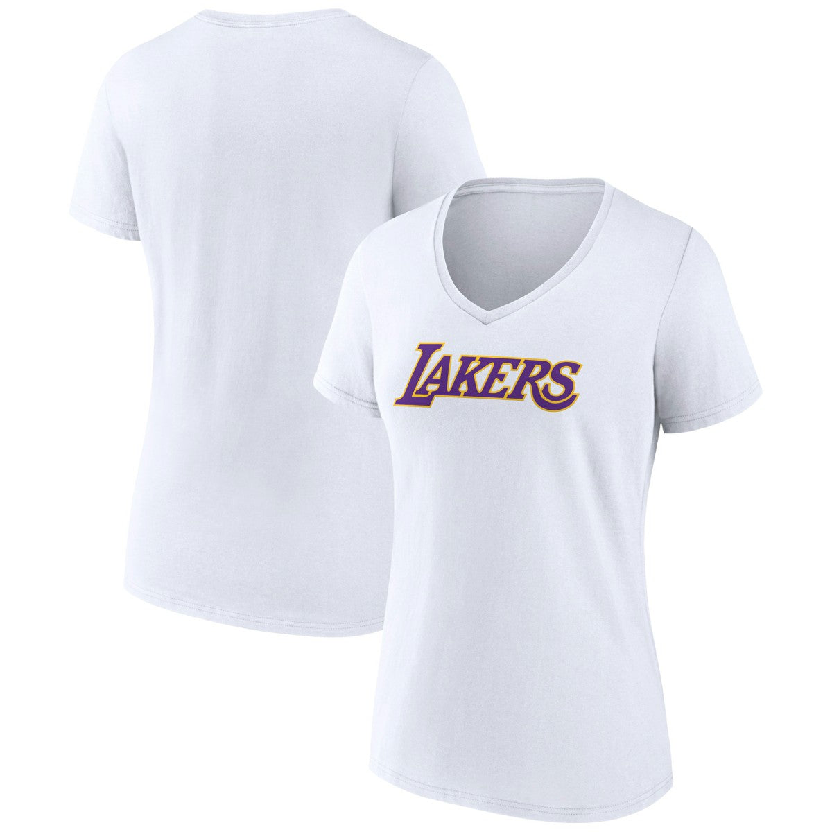 Los Angeles Lakers Women's Wordmark V-Neck T-Shirt - White on sale