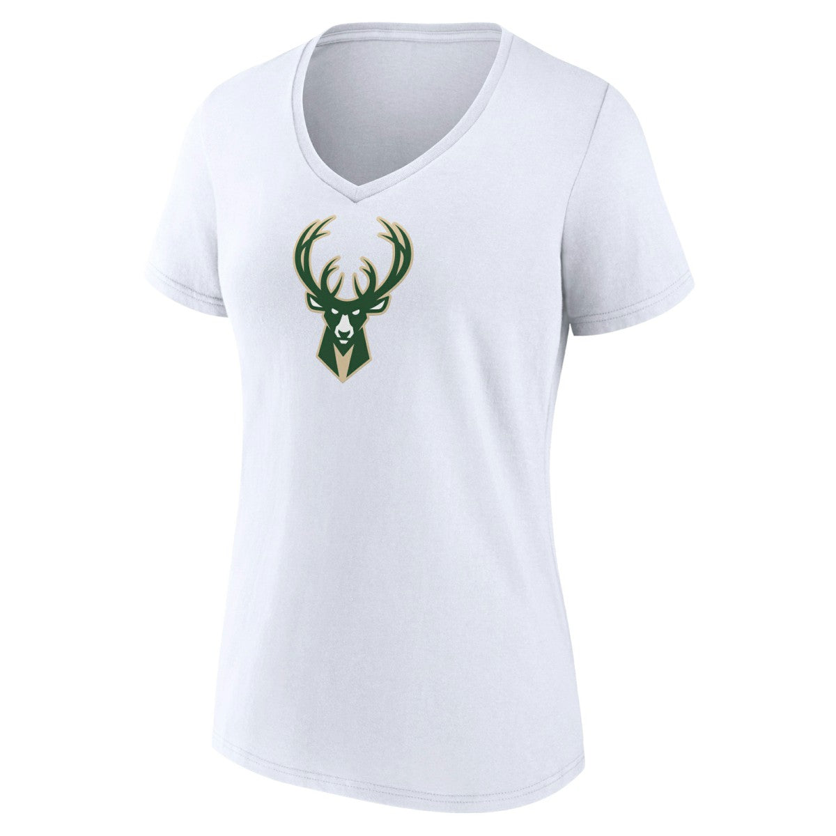 Milwaukee Bucks Women's Logo V-Neck T-Shirt - White on sale