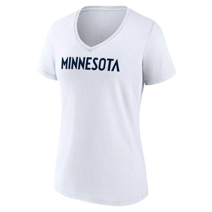 Minnesota Timberwolves Women's Wordmark V-Neck T-Shirt - White sale
