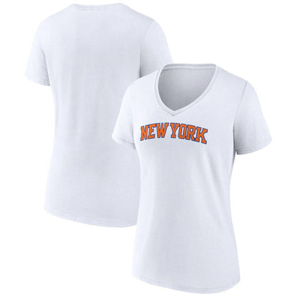 New York Knicks Women's Wordmark V-Neck T-Shirt - White online