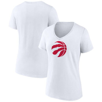 Toronto Raptors Women's Primary Logo V-Neck T-Shirt - White discount