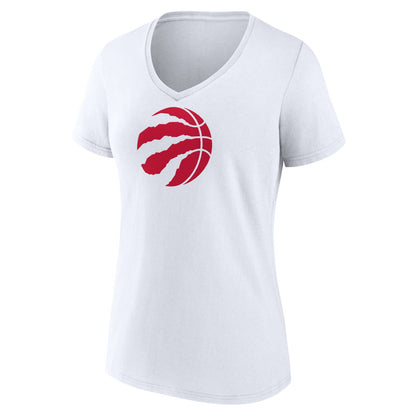 Toronto Raptors Women's Primary Logo V-Neck T-Shirt - White discount