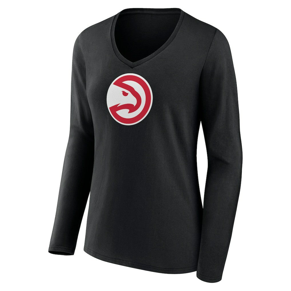 Atlanta Hawks Women's Logo Long Sleeve V-Neck T-Shirt - Black outlet