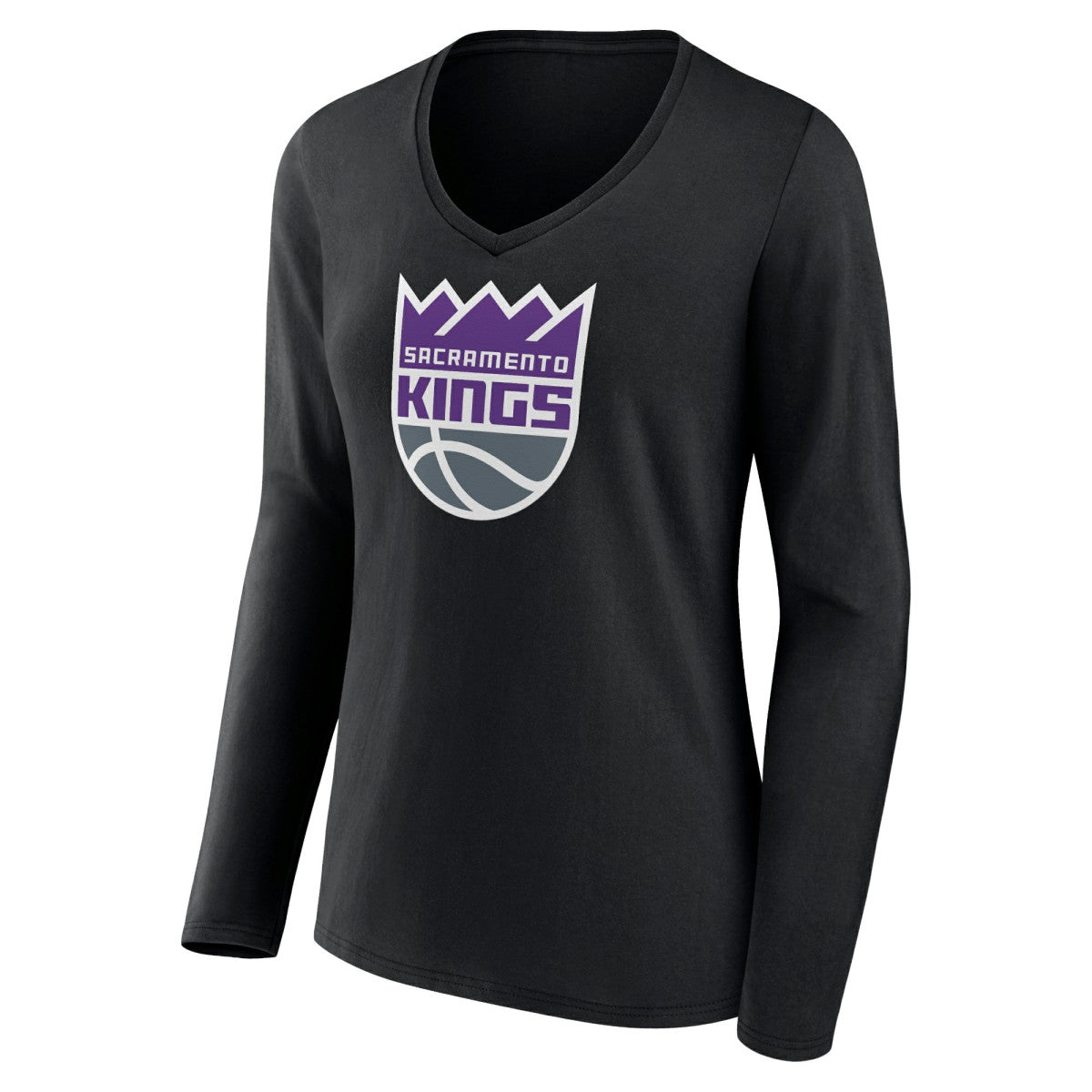 Sacramento Kings Women's Logo Long Sleeve V-Neck T-Shirt - Black shop