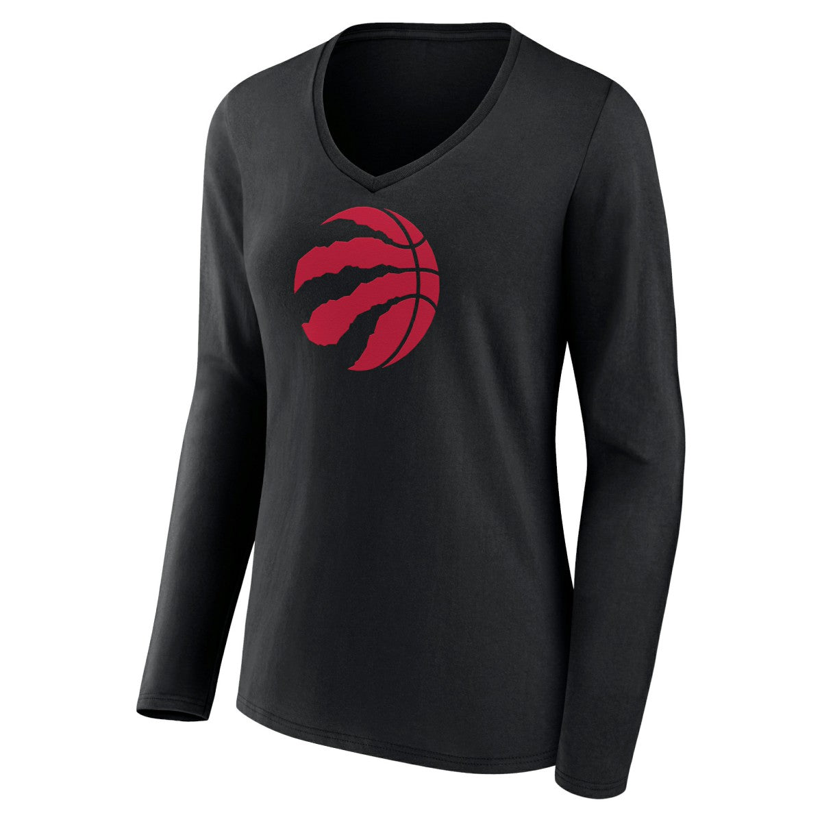 Toronto Raptors Women's Logo Long Sleeve V-Neck T-Shirt - Black on sale