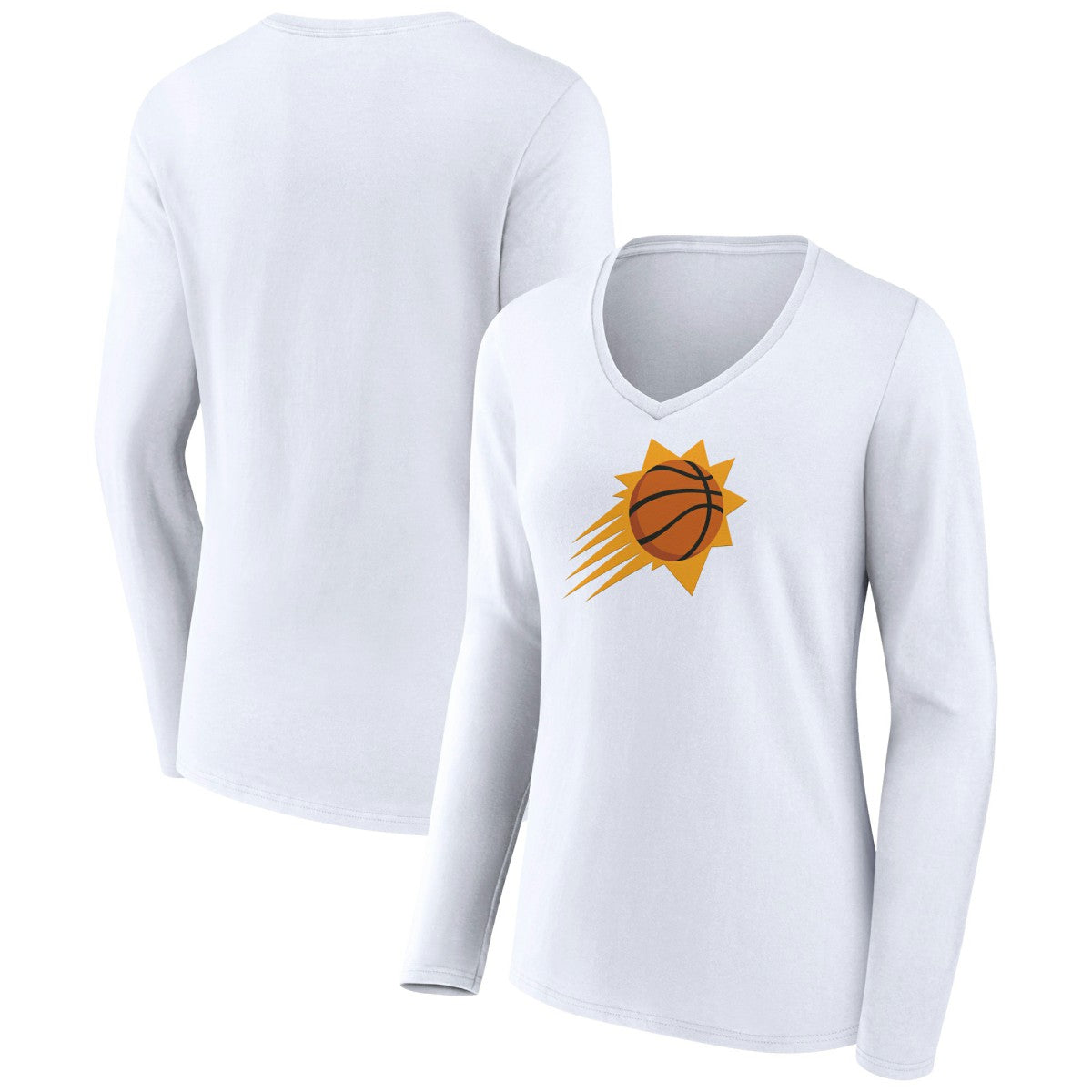 Phoenix Suns Women's Logo Long Sleeve V-Neck T-Shirt - White outlet