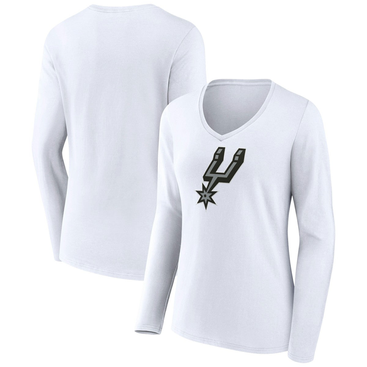 San Antonio Spurs Women's Logo Long Sleeve V-Neck T-Shirt - White sale