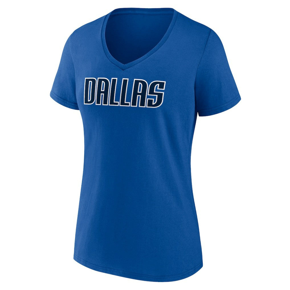 Dallas Mavericks Women's Wordmark V-Neck T-Shirt sale - Royal shop