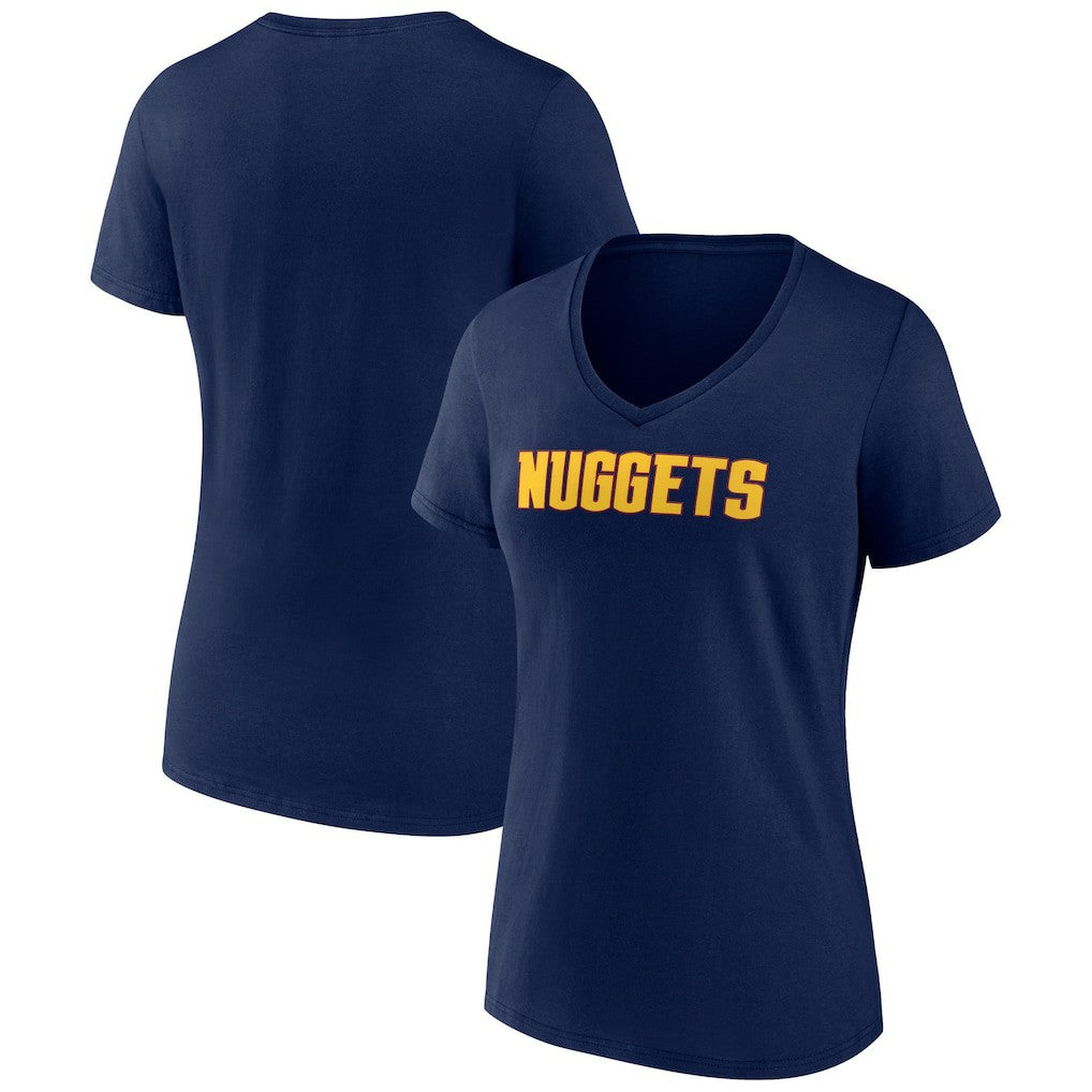 Denver Nuggets Women's Wordmark V-Neck T-Shirt sale - Navy on sale