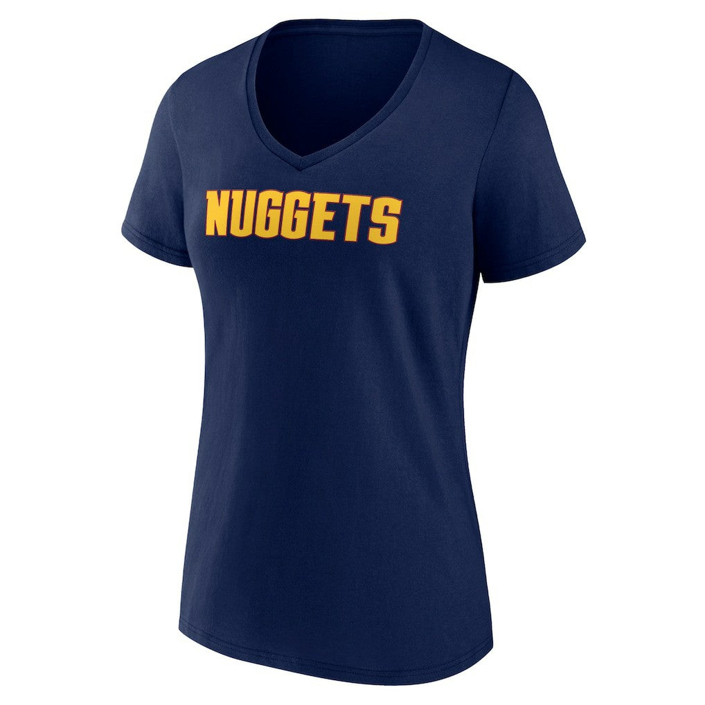 Denver Nuggets Women's Wordmark V-Neck T-Shirt sale - Navy on sale