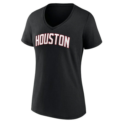Houston Rockets Women's Wordmark V-Neck T-Shirt - Black cheap