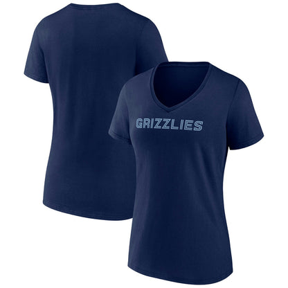 Memphis Grizzlies Women's Wordmark V-Neck T-Shirt - Navy sale
