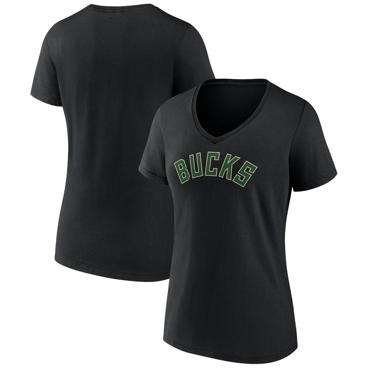 Milwaukee Bucks Women's Wordmark V-Neck T-Shirt - Black cheap