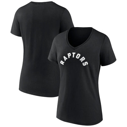 Toronto Raptors Women's Wordmark V-Neck T-Shirt - Black on sale