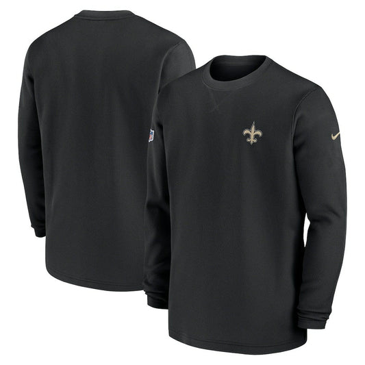 New Orleans Saints 2023 Sideline Throwback Heavy Brushed Waffle Long Sleeve Top - Black | Nike for sale