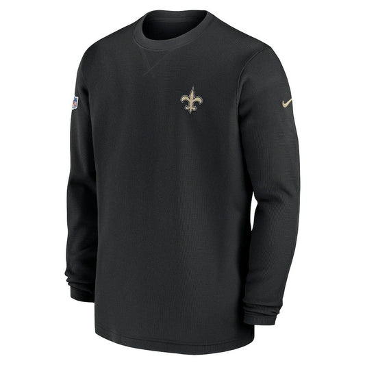 New Orleans Saints 2023 Sideline Throwback Heavy Brushed Waffle Long Sleeve Top - Black | Nike for sale