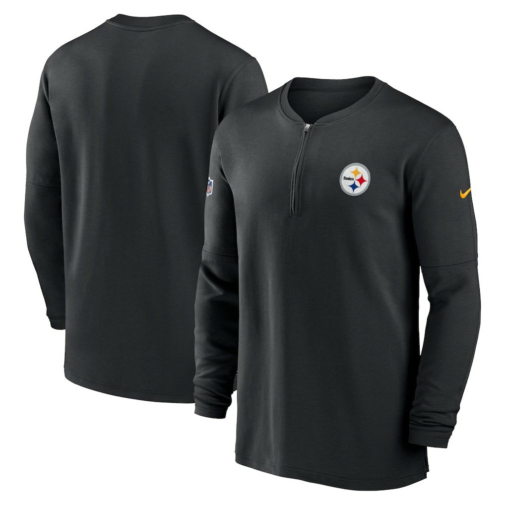 Pittsburgh Steelers 2023 Sideline Performance Long Sleeve Tri-Blend Quarter-Zip Top - Black | Nike on sale