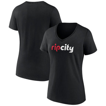 Portland Trail Blazers Women's Alternate Logo V-Neck T-Shirt - Black cheap