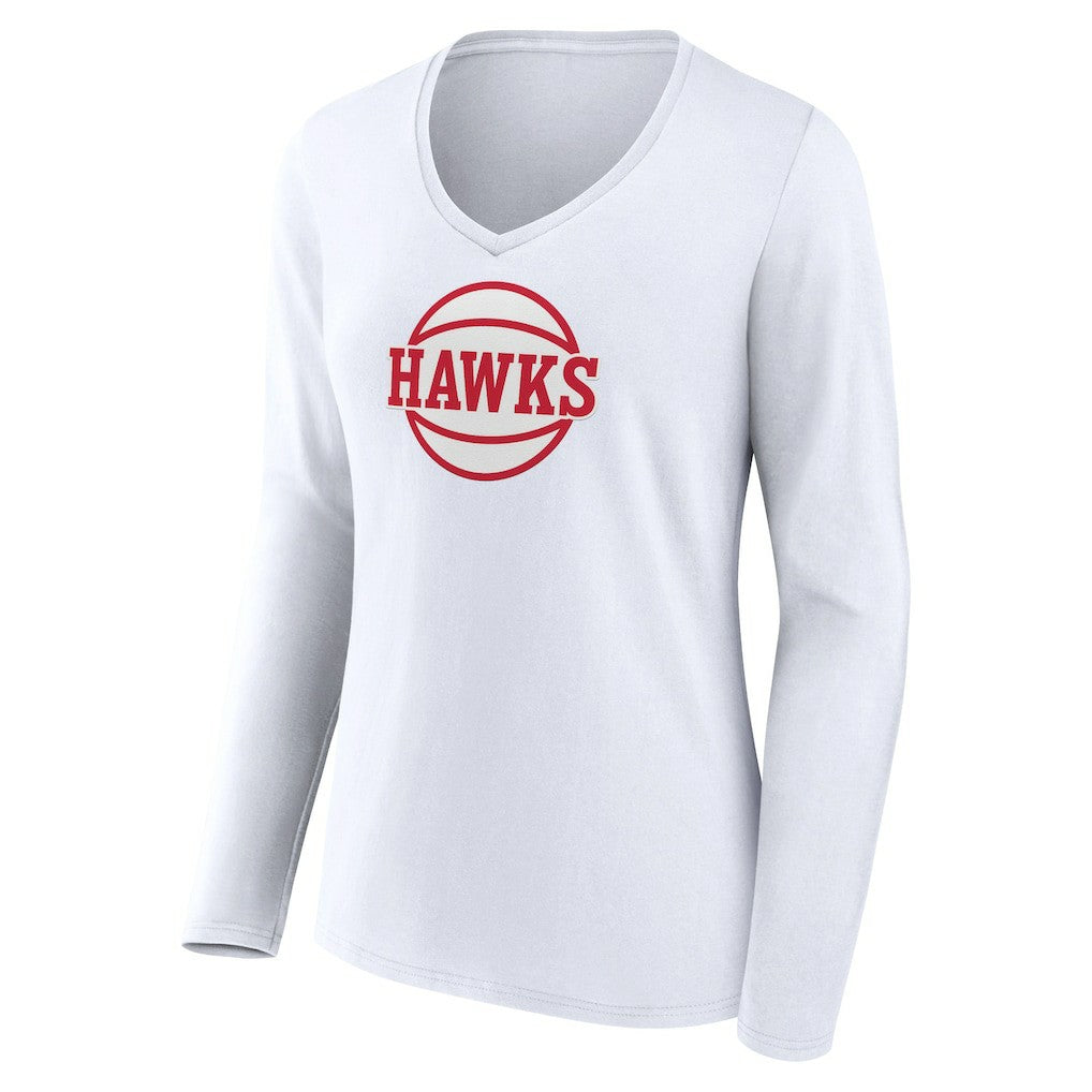 Atlanta Hawks Women's Alternate Logo V-Neck Long Sleeve T-Shirt - White on sale