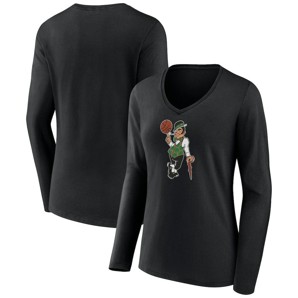 Boston Celtics Women's Alternate Logo V-Neck Long Sleeve T-Shirt - Black shop
