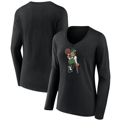 Boston Celtics Women's Alternate Logo V-Neck Long Sleeve T-Shirt - Black shop