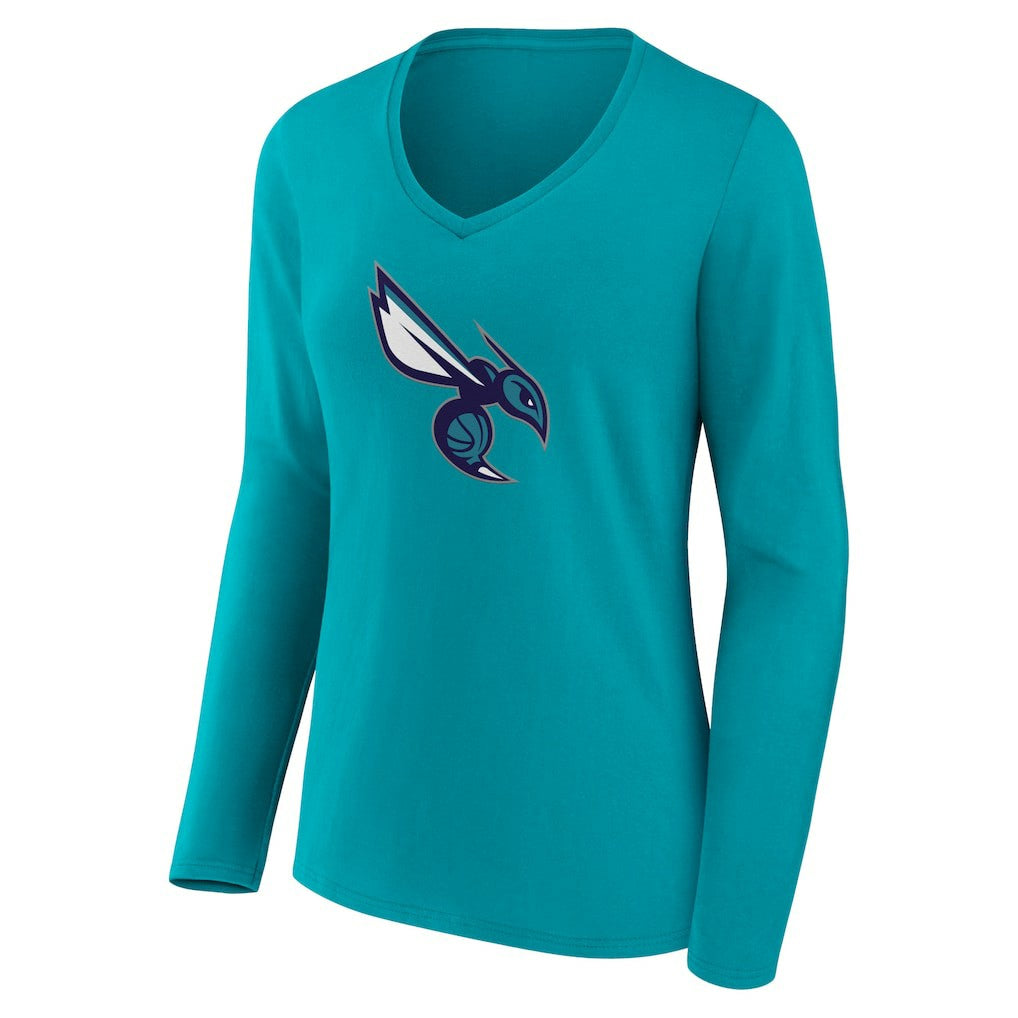 Charlotte Hornets Women's Alternate Logo V-Neck Long Sleeve T-Shirt - Aqua outlet