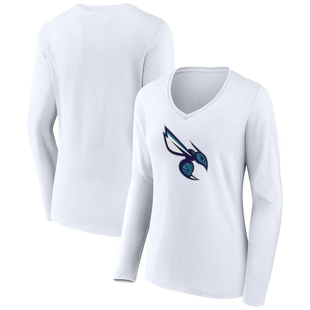 Charlotte Hornets Women's Alternate Logo V-Neck Long Sleeve T-Shirt - White online