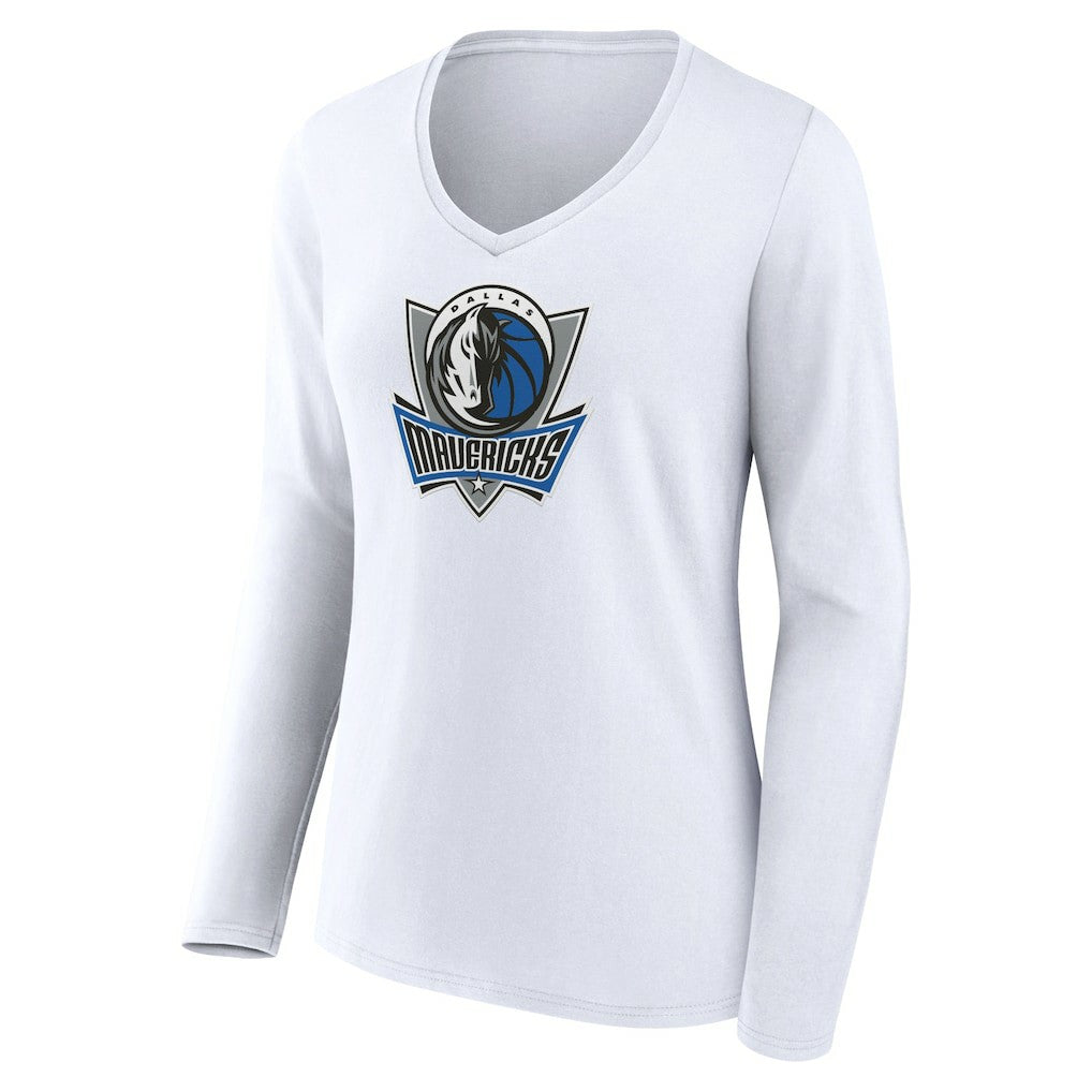 Dallas Mavericks Women's Alternate Logo V-Neck Long Sleeve T-Shirt sale - White cheap