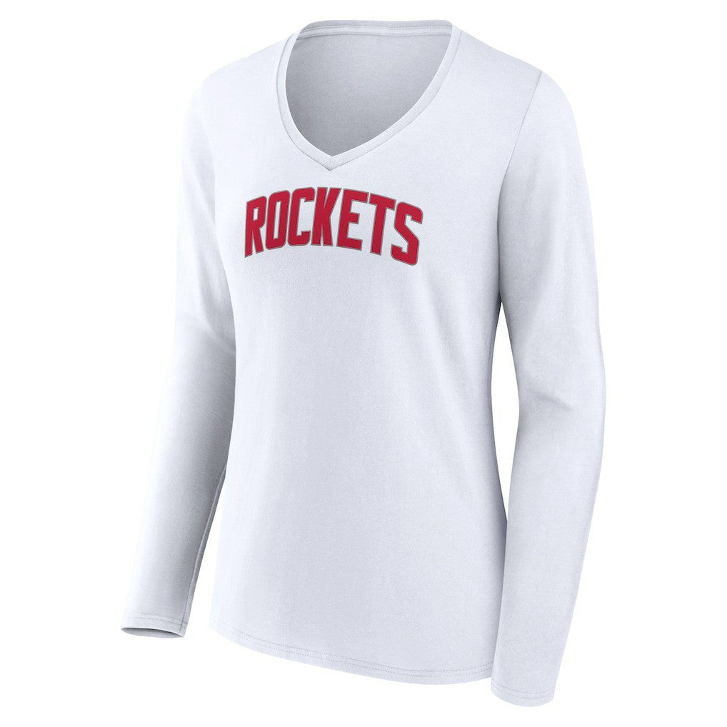 Houston Rockets Women's Alternate Logo V-Neck Long Sleeve T-Shirt - White sale