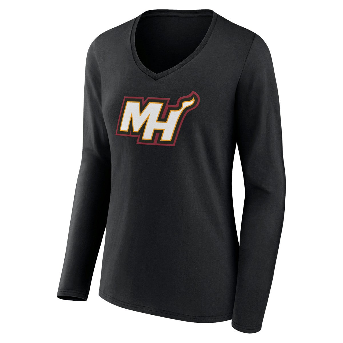 Miami Heat Women's Alternate Logo V-Neck Long Sleeve T-Shirt - Black on sale